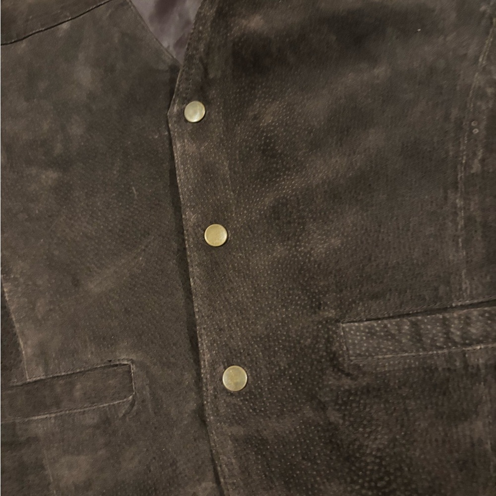 Basic Edition Western Dark Brown Leather Vest M - image 3